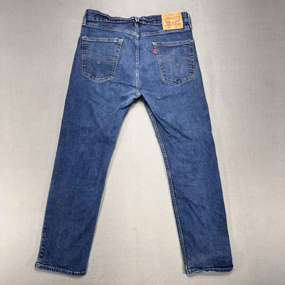 Levis 505 Jeans Men 32x29 Blue Denim Distressed Grunge Stretch American Workwear